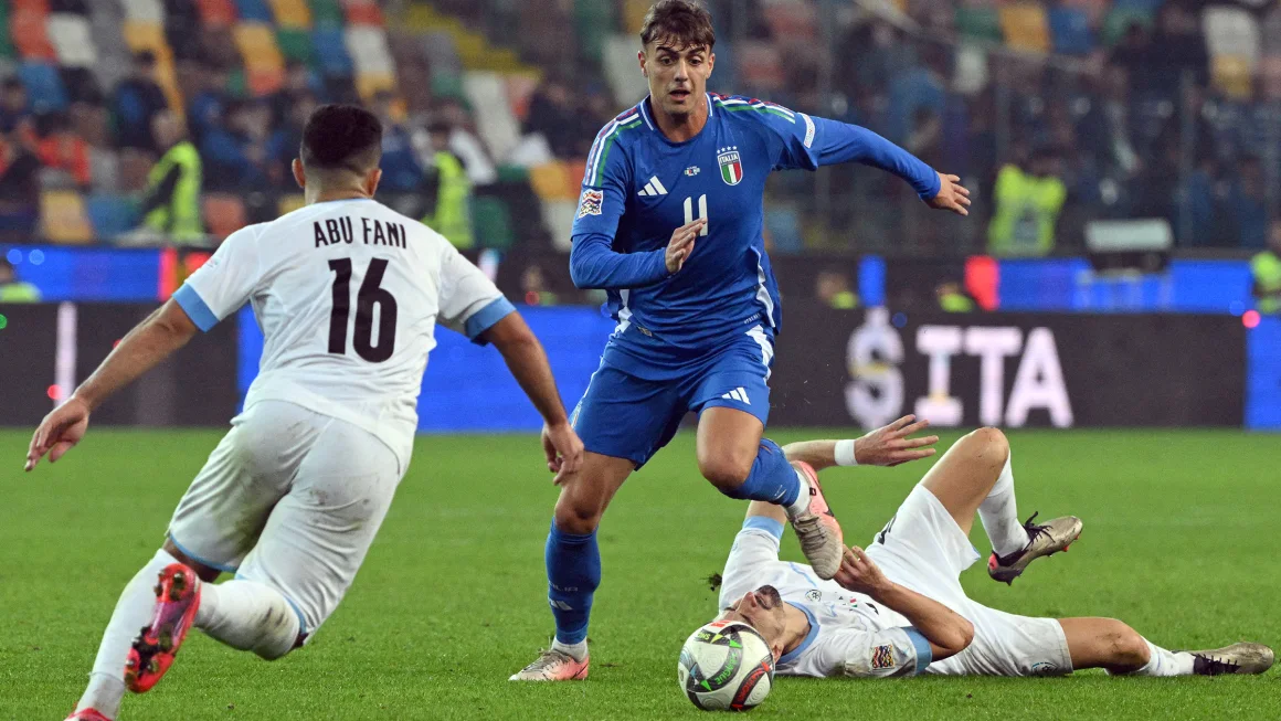 Soccer star makes history by becoming third generation to represent Italy in dramatic round of the UEFA Nations League